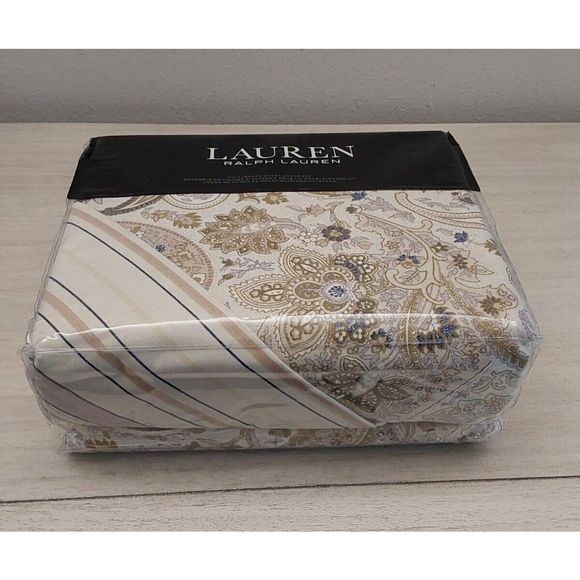 Ralph Lauren ESTELLA PAISLEY Cream Multi Cotton Full Queen Duvet Cover Set - Picture 2 of 10
